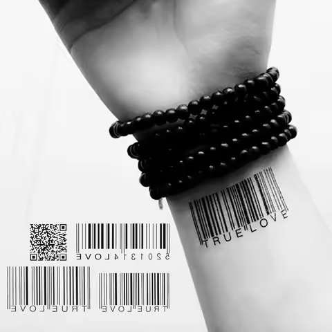 Body Art Waterproof Temporary Tattoos for Men and Women Individuality QR Code Barcode Design Tattoo 