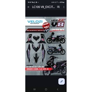 Coverset lc v8 exciter tanam sticker metalic black