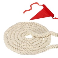 PATIKIL 44 Feet Tug of War Rope for Adults and Teens Yard with 3 Knitting Natural Cotton Rope Flags Beige Color for Games and Team Building Activities
