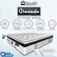 【Free Shipping + Pillow 】Dazzler Max 15 Inch 7 Zone Pocket Spring Cool Silk Mattress Ice Cool Tech