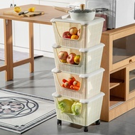 [in stock] Floor-standing Kitchen Shelf with Wheels Multi-Layer Stacking Storage Rack Removable Trol