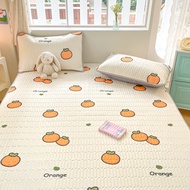 2024Popular Cartoon Minimalist Cool Silk Latex Three-Piece Set of Summer Sleeping Mat Latex Mat Elastic Band Soft, Skin-Friendly and Breathable Single/Double/Double plus-Sized/Extra Large Fitted Sheet Pillow Case Bedding