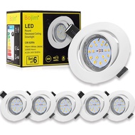 "6X LED Recessed Ceiling Lights, Bojim Adjustable Downlights for Ceiling  GU10 Warm White 4500K 600lm 6W = 54W Bulb 82Ra