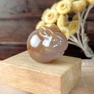 小雕件 拜年月兔-大 彩虹木化玉