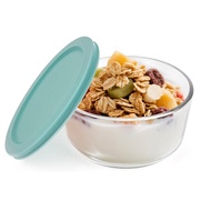 Actver 31.7 oz Round Glass Yogurt Container with Lid, Air Insulated Meal Prep Storage Bowl, Exact‑Fi