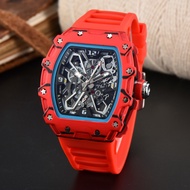 Factory Spot Hot Sale Barrel Type Richard Carbon Fiber Hollow Fashion Trend Quartz Watch Men