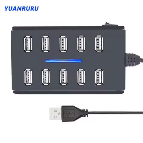 USB 2.0 Hub USB Hub 2.0 10 Port Multiple Expander High Speed Multi USB Splitter Hub 2.0 USB Hub for 