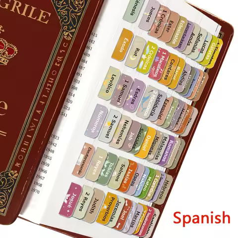 75pcs Spanish Laminated Bible Tabs, pestañas para biblia en español, Reposition Large Print Stickers