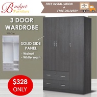 NEW ARRIVAL SALES !! Cheapest 3 Door Wardrobe / Cabinet | Whitewash,Walnut