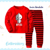 Anekababyshop Pajamas Long Sleeve Children's Sleepwear Red Bt21