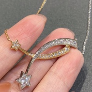 Comet Pendant Necklace With Shiny Diamond Pave Elegant Women Meteor Stars Comete Etoile Filante Clav