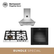 [Bulky]Bertazzoni 60cm Gas + Oven + Hood Bundle (P604LPRO 60cm Gas Hob + F6011MODELN 11 Function Oven + KPL60PLAG1XA Wall-Mount Hood)