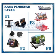 LAYAR HP 3d SCREEN Magnifier F1 / F2 / F3 / F6 / F12 ENLARGED Amplifier Zoom Phone Holder 3D SCREEN 