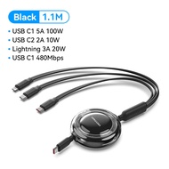 Vention 3 in 1 Type C PD 100W Retractable Charging Cable Data 5A 100W USB C Cord for iPhone 16 pro m