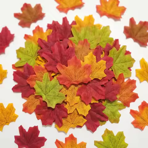 Realistic Artificial Maple Leaves, Fake Fall Foliage for Wedding Confetti Toss, Aisle Runner Decor, 