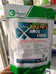 AMOXCOLIS (Gói 1Kg) goovet. Amox 10% Colis 500MIU. Tiêu chảy Ecoli bạch lỵ tụ huyết trùng viêm ruột.