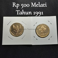 Cetakan Pertama Uang Kuno Koin 500 Melati Tahun 1991 - Used Kinclong