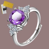UNGU Including GRA Certificate PT950 Platinum Gold Ring With 2 Karat Purple Moissanite Round Diamond