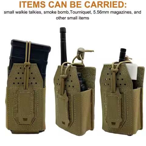 Tactical Radio Pouch Universal Radio Holder Molle Mounted Bungee Cord for Walkie Talkie Motorola Bao