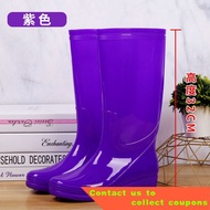 Rain Boots Women's Rain Boots High-Top Waterproof Shoes Rubber Shoes Shoe Cover Rubber Boots Fashion Long Tube Fleece-Li