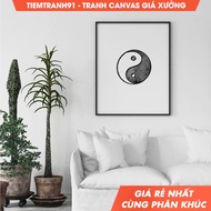 Tranh treo tường Yin Yang spiritual black white balance meditation Illustration poster zen yoga stud