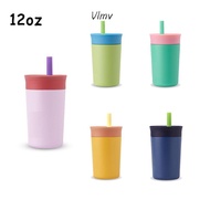 VLMV Toddler Cup with Straw, Insulation 12 Oz Kids Water Bottle, Easy To Clean Spill Resistant Stain