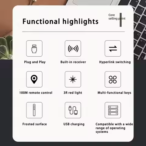 USB Control Whiteboard Remote Control Pen Infrared Remote Meeting PPT Laser Flip Pen Laser Pointer R