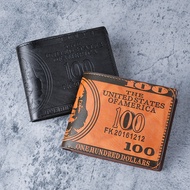 8 ️ ⃣ Fashion pu Leather Men's Short Wallet 100 Dollar Pattern Men's Coin Purse 25.12.12