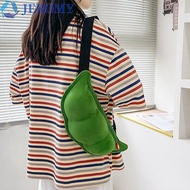 JEROMY Edamame Shape Bag, Creative Green Soybean Shoulder Bag, Cute Zipper Closure Cartoon Soft Text