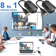 30m 8 To 1 Switch Wireless HDMI Transmitter Receiver Audio Video Extender Share for Camera Live Lapt