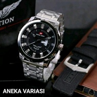 JAM TANGAN PRIA ELEGAN SWISS ARMY AVIATION ORIGINAL SILVER BLACK