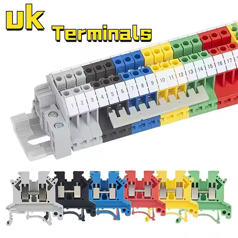 5/10/100pcs 6 Colors DIN Rail UK2.5B Terminal Block Clamp Connector,Universal Terminal, UK1.5N/2.5B/