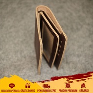 DOLCIMOD - Dompet Pria Kulit Merk Kickers 3/4 Berdiri Lipat Full Kulit Cokelat Slot Banyak Casual Te