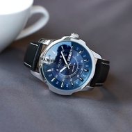 นาฬิกาข้อมือผู้ชายยอดนิยม JULIUS ของแท้นาฬิกาควอตซ์หน้าปัดใหญ่นาฬิกาผู้ชายปฏิทินสัปดาห์สายหนังเรืองแสงกันน้ำ