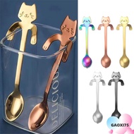 GAOXI75 1/4pcs Stainless Steel Teaspoon, Cute Cat Cute Design Mini Cat Coffee Spoon,  Stainless Stee