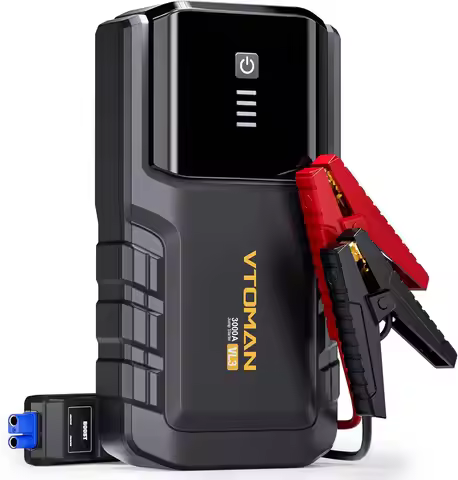 Upgraded LiFePO4 Battery Jump Starter, 3000A Portable for 7.0L Gas and 5.0L Diesel Engines, with LED