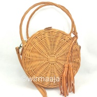 Double Handle Round Rattan Bag