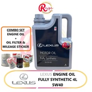 (COMBO SET)NEW PACKING 2021 Lexus 5W40 API-SP GF-6 Fully Synthetic Engine Oil 4L Toyota Motor Oil + Free Mileage Sticker