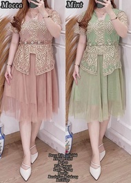 DRESS ROMPI WANITA MOTIF PAYET MUTIARA BAHAN TILE BROKAT-DRESS NATAL DAN PESTA TERBARU 2023