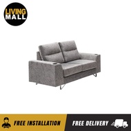 Living Mall Fellie Series 2-Seater + 3-Seater Sofa Set w/ Bottle Holder Premium Water Repellent Fabric in Grey