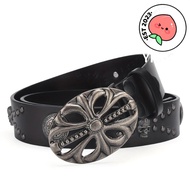 YRBWDYZDH Leather Belt, Hip Hop Skeleton Head Bohemian Style Belt, Vintage Punk Inlaid Waistband Y2K