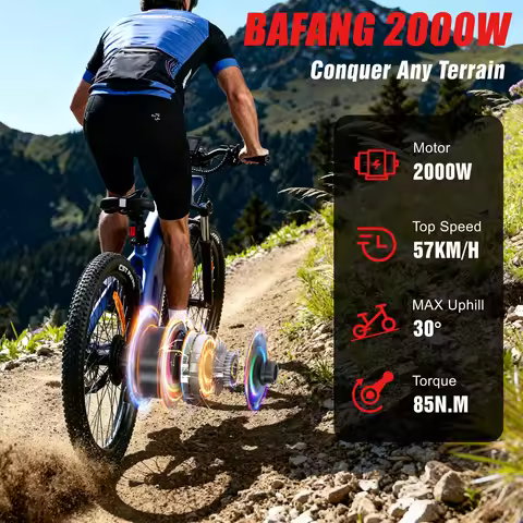 HX Q5 Ebike 2000W Adults Electric Bike 85Nm 57KM/H Electric Bicycle 27.5*2.25 Inch Removable battery