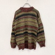 二手 BURTON 羊駝毛混紡腈綸針織衫，全身印花，顏色， M 碼