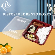 Qs 100pcs Thickened Disposable Bento Lunch Box Food Container With 3 and 4 Division Can Be Heated