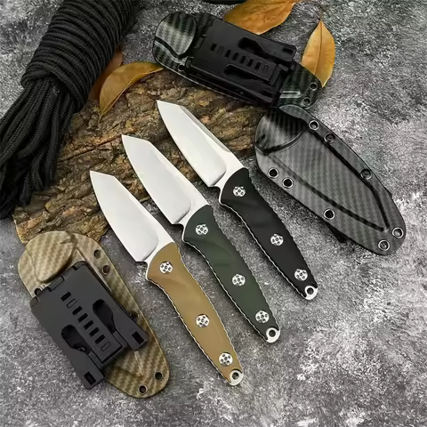 Portable Multi-functional Fixed Blade Knife G10 Handle 8Cr13Mov Steel Blade Outdoor EDC Knife for Ca