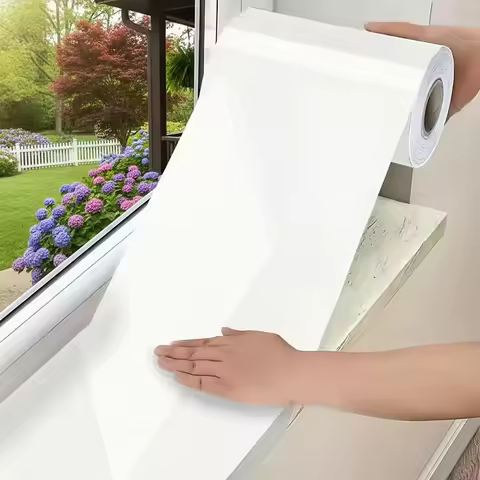 1PC 10M Glossy Pearl White Renovation Stickers PVC Self-Adhesive Glass Wallpaper Home Decor Cupboard
