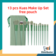 DBI 13pcs Kuas Make Up Set Lengkap Pouch Lembut Set Kosmetic Brush Makeup Powder Eye Shadow Foundati