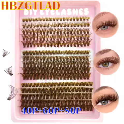 HBZGTLAD 40P-120P Brown eyelash Spikes clusters naturally 240 clusters faux cils eyelash extensions 