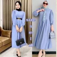 Ready stok baju midi dress mat crincle airflow/baju gamis dress midi