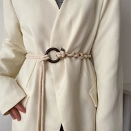 Thắt Lưng Vải Lanh Màu Be Cổ Điển Cho Nữ Thắt Lưng Thắt Eo Phong Cách Bohemian Đa Năng Trang Trí Dân